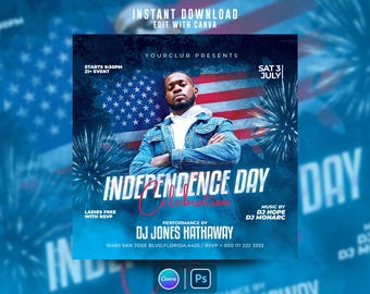 4th of July Party Flyer Template: Editable Photoshop PSD