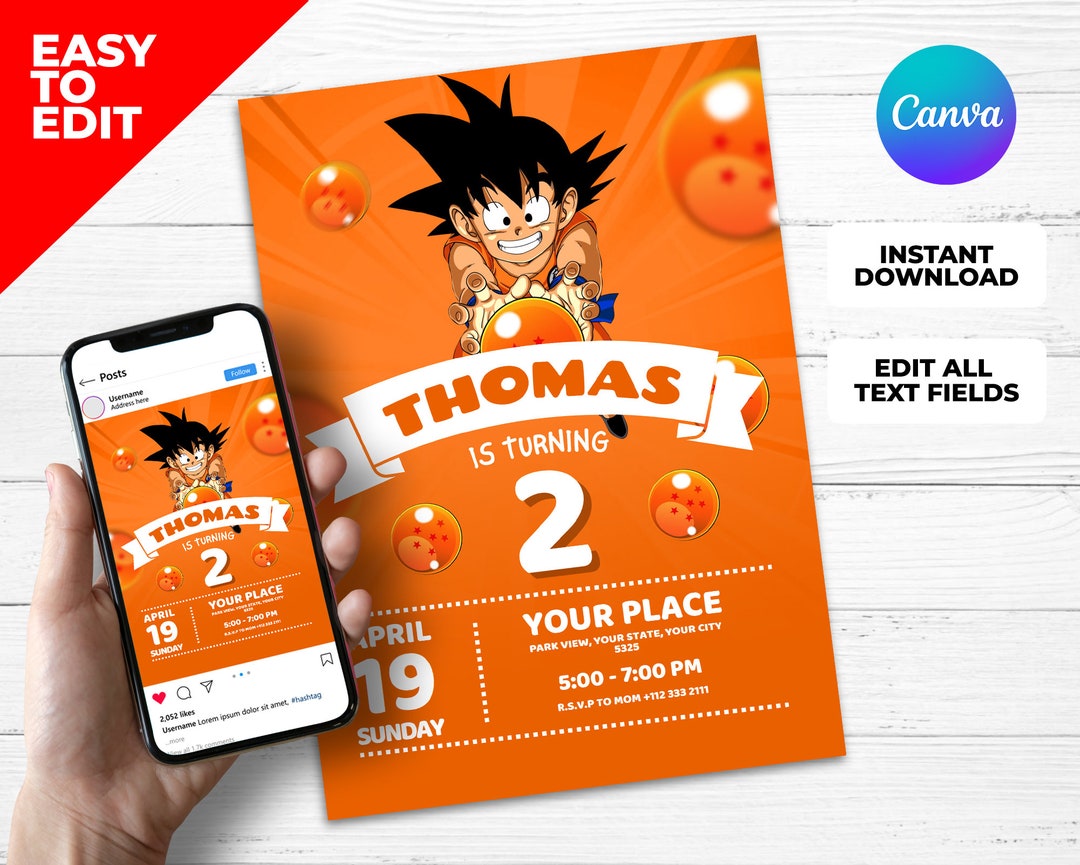 Editable Birthday Invitation Template Digital Kids Party Template, Boys