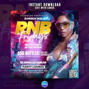 R&B Fridays Party Flyer, Edit On Canva.