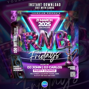 R&B Fridays Party Flyer, Edit On Canva.