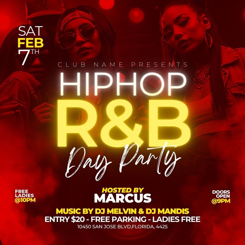 Editable Hip-hop Vs. R&B Party Flyer, Hip Hop RNB Flyer | Hiphop Canva ...