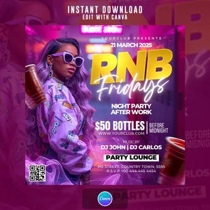 R&B Fridays Party Flyer, Edit On Canva.