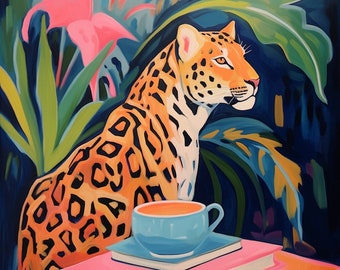 Kit di pittura con i numeri &quot;Cheetah Leopard&quot;: pittura moderna fai da te di animali