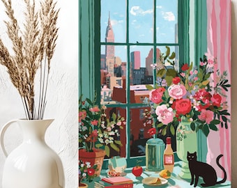 Cat in New York Paint by Numbers Kit: DIY Feline Wall Art
