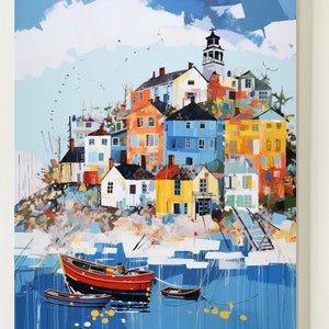 Blue Coastline - Dipingi con i numeri / Kit fai da te per adulti / Decorazioni da parete / Decorazioni per la casa / Dipingi con i numeri per adulti Kit premium