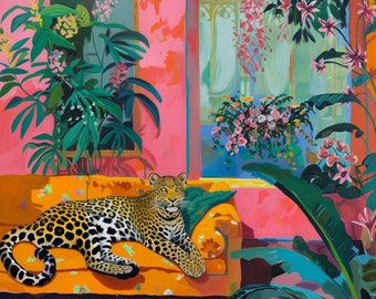 Kit di pittura con i numeri per leopardi: pittura di animali selvatici della Boemia per adulti