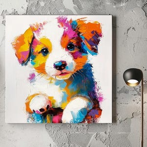 Kit de peinture numérotée pour chien : décoration murale pop art à faire soi-même pour chiots