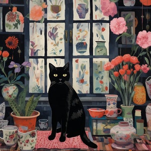 猫の数字塗り絵、黒猫の数字塗り絵、大人のためのDIY数字塗り絵キット、ペットの数字塗り絵、壁飾りキット