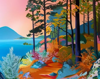 Lakeside Forest Paint by Numbers Kit: Beginner DIY Acrylic Painting