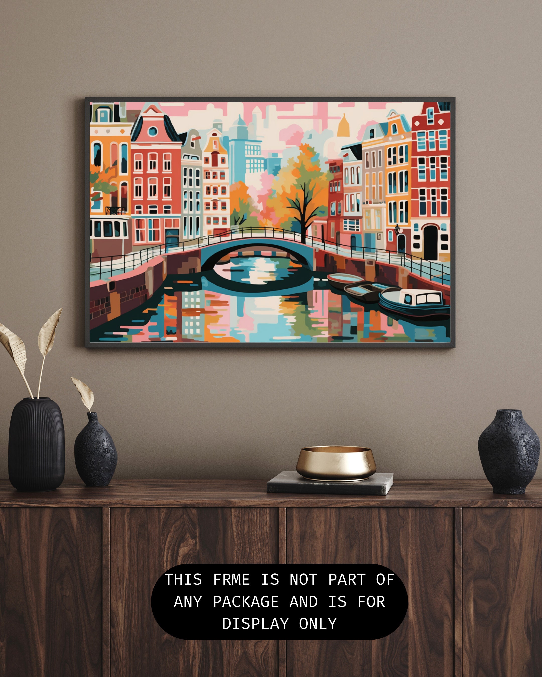 Painting by Numbers Kit for Adults Framed Canvas 40x50cm the Bridges of  Amsterdam 