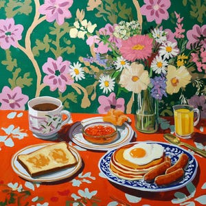Still Life Painting Kit: Breakfast Scene with Toast and Coffee image 1