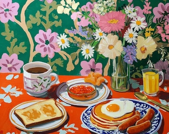 Still Life Painting Kit: Breakfast Scene with Toast and Coffee