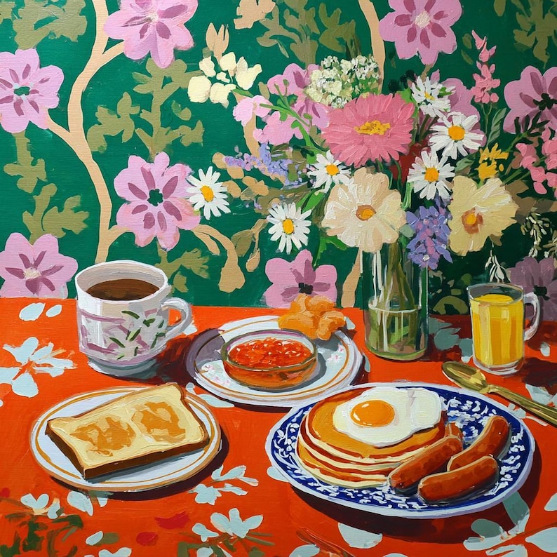 Still Life Painting Kit: Breakfast Scene with Toast and Coffee image 1