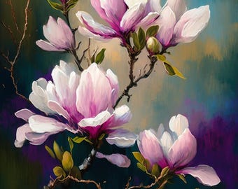 Zestaw do malowania po numerach Magnolia: DIY – kwiatowy obraz na płótnie w rolce