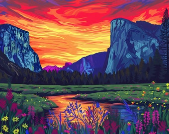 Yosemite PAINT BY NUMBERS, demi-dôme au clair de lune, cadeaux pour lui, cadeaux pour elle, cadeau pour maman, décoration murale faite main, cadeau d'anniversaire
