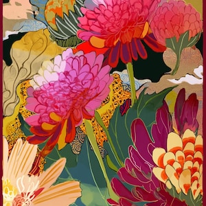 Diamantschilderijset Japanse bloemen: knutselen met acrylkralen, muurkunst