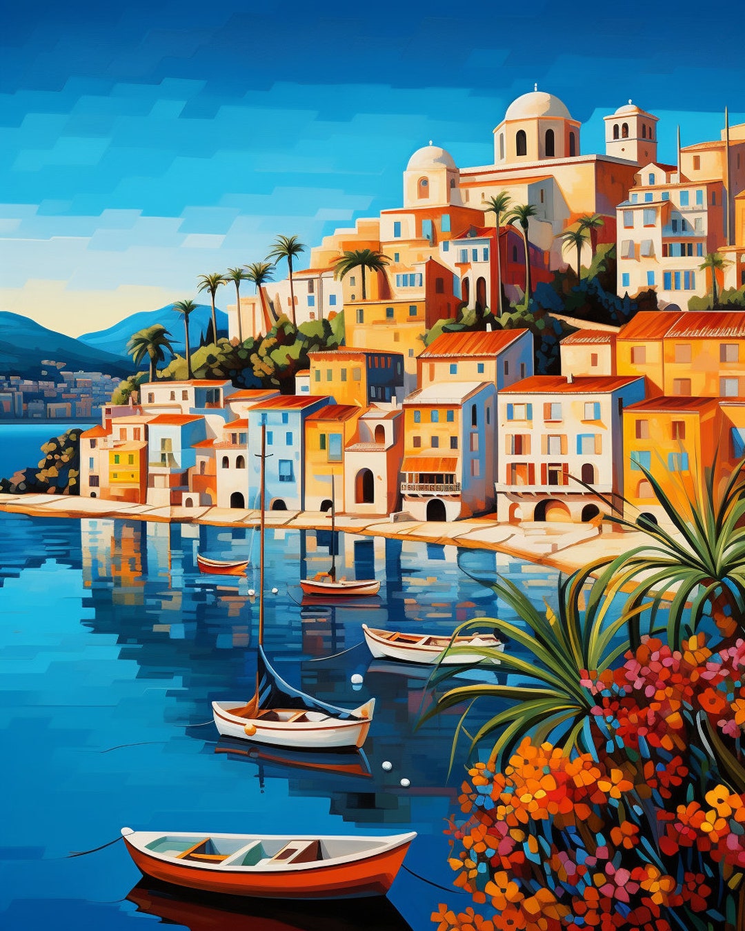 Paint by Numbers Italy, Amalfi Coast Italy,paint by Numbers, DIY Adult Kits, Wall Decor Home