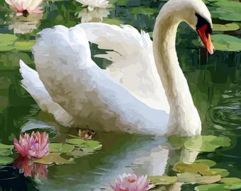 Swan Paint by Numbers Kit: DIY Acrylic Painting for Adults