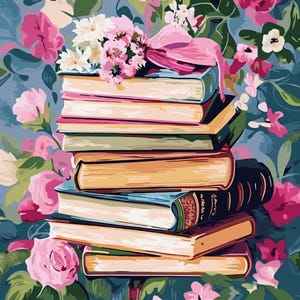 Floral Books Paint by Number Kit: Still Life DIY Art