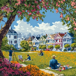 Kit de damas pintadas de San Francisco: juego de pintura acrílica por números