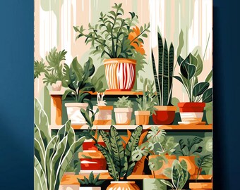 Boho PAINT by NUMBERS Kit Adult House Plants Rusti, Paint By Number Kit | paint by number | DIY Paint By Number Kit For Adult, Gift, vintage