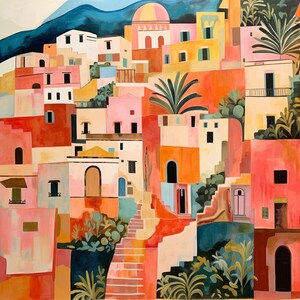 Mediterrane Vintage Landschaft malen nach Zahlen - Serene DIY Art Kit Minimalistische moderne Vintage Landschaften und moderne Designs