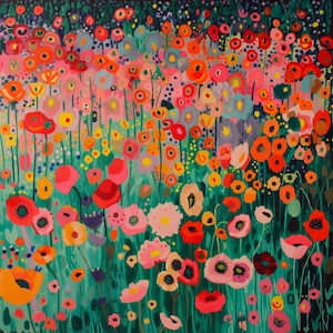 Dipingi con i numeri: papaveri meravigliosi, regalo fai da te, arte murale, decorazioni per la casa, dipingi con i numeri per adulti, regali per lei, regalo di compleanno, regalo di primavera, fai da te