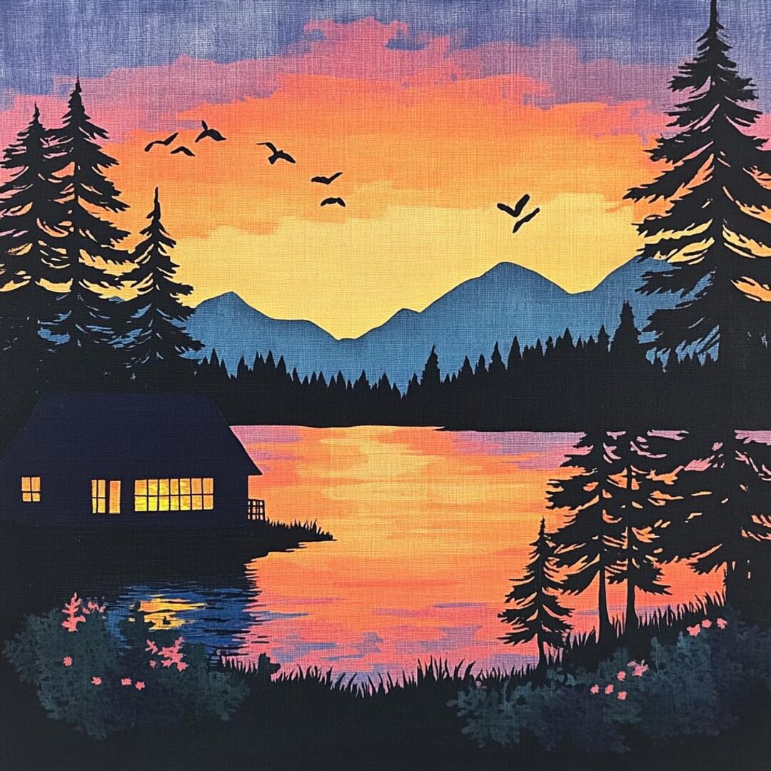 Enchanting Sunset Paint by Numbers, Nature Landscape Paint by Numbers ...