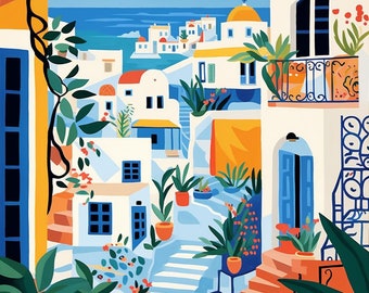 Sea View Greece Art Paint by Numbers Canvas Painting by Numbers Painting  Kit Hobby Art Paint by Numbers DIY Kit Painting by Number JD0362 