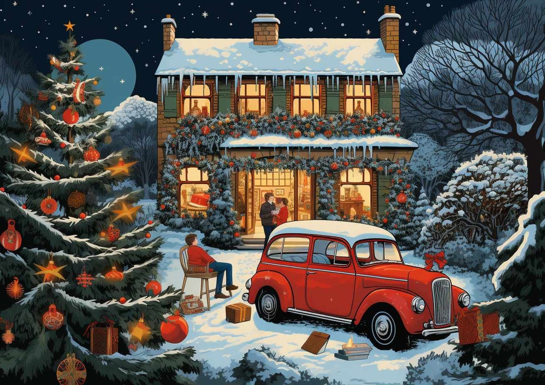 Christmas Paint by Numbers Christmas Scene Paint Party DIY Etsy