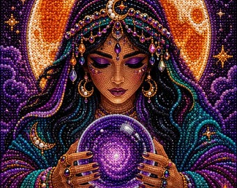 Tarot Death Halloween Pearl Painting Kit, DIY Spooky Craft for Adults, Pre-Framed Diamond Art Alternative, Fall Decor, Made in USA