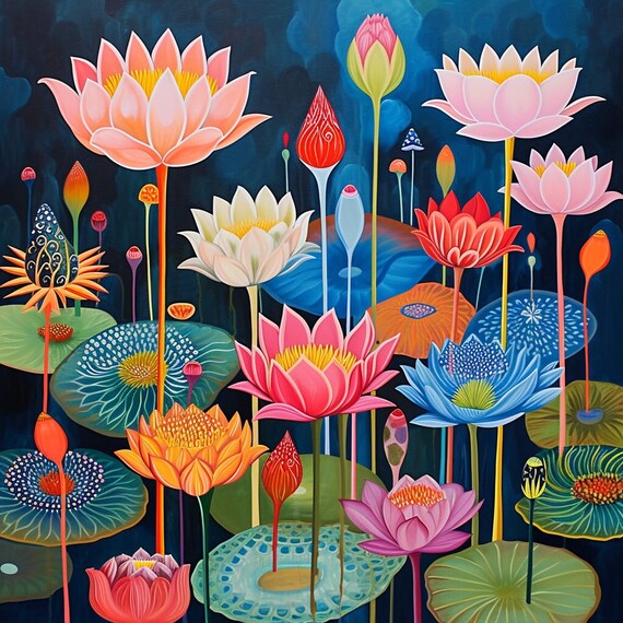 ZOZHI Luna Pittura Con I Numeri Per Adulti - Kit Fai Da Te Con Tela 40x50 Cm, Colori Acrilici E Pennelli, Paesaggio Lago E Loto, Decorazione Casa, Regalo Creativo