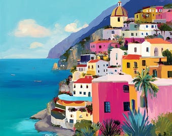 Amalfi Coast,Italy Paint by Numbers Kit: Italy Coastal DIY Painting, Travel Gift