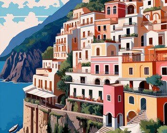 Amalfi Coast Italy Paint By Numbers | DIY adult kits | wall decor | home decor| Paint By Number For Adults |paint by numbers with color key