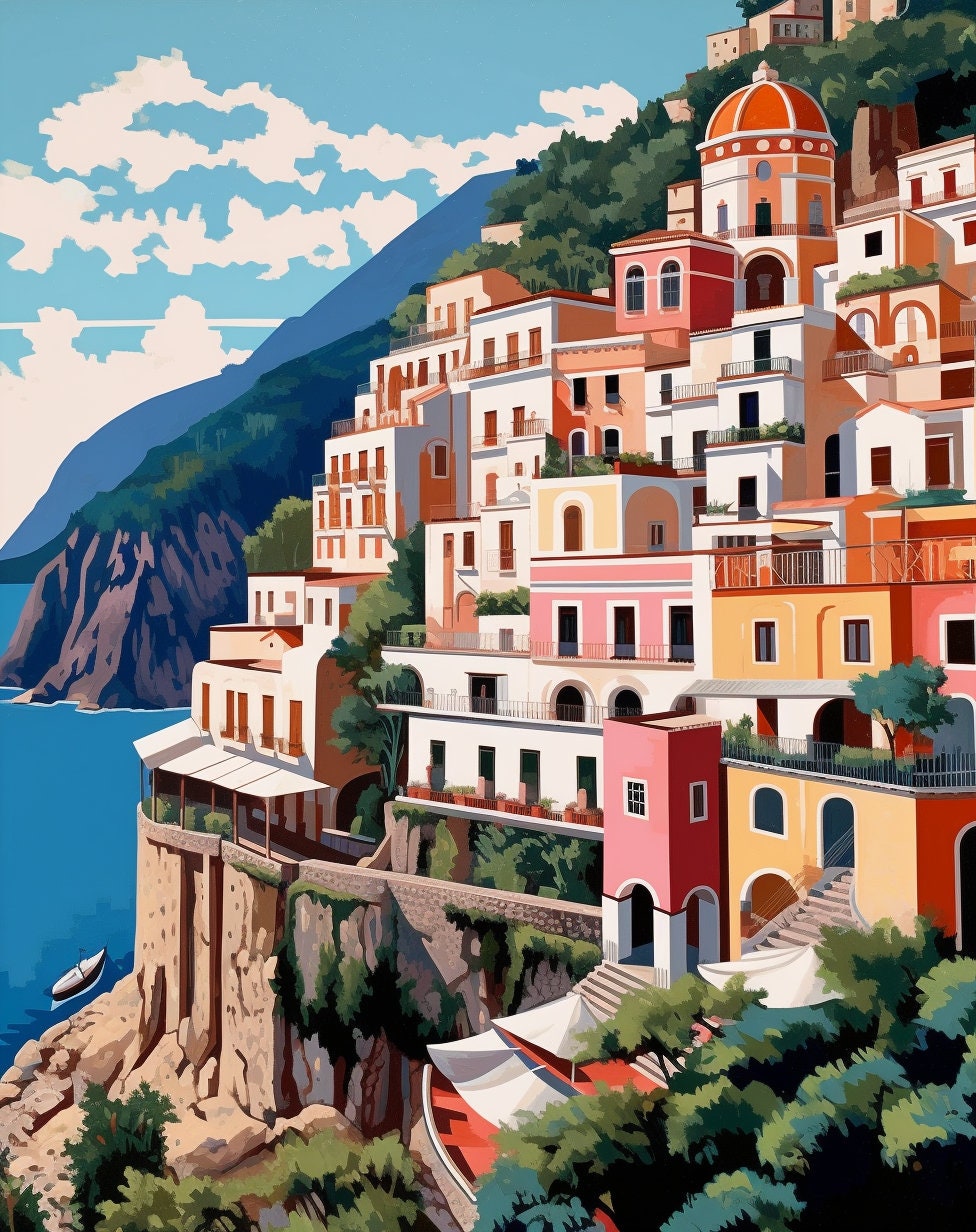 Amalfi Coast Italy Paint by Numbers DIY Adult Kits Wall Decor Home Decor Paint by Number for