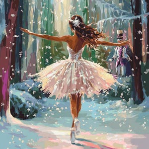 Cascanueces de Navidad, pintura por números, nieve invernal, escena navideña, fiesta de pintura / Kit de fiesta de pintura DIY / Pintura por números / Regalo de Navidad