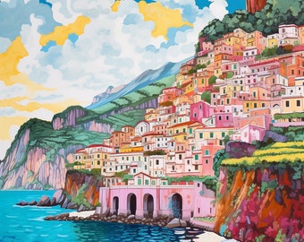 Amalfi Coast Italy Paint By Numbers | DIY adult kits | wall decor | home decor| Paint By Number For Adults |paint by numbers with color key