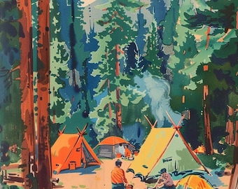 塗り絵キット：居心地の良いキャンプ風景 - フレッシュなアクリル絵の具