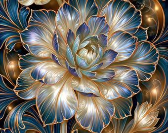 Radiant Intricate Flower Diamond Painting Kit: DIY Acrylic Bead Craft, Wall Art