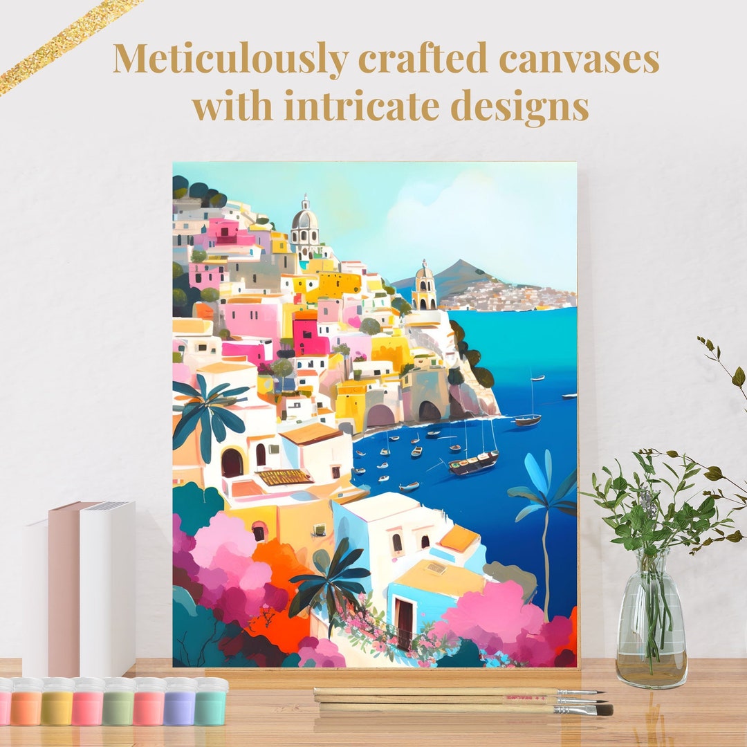 Amalfi Coast Paint by Numbers,wall Decor, Home Decor,landscape Italy ,coast Paint by Numbers for