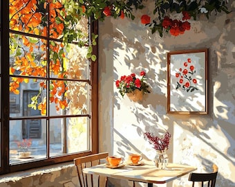 Cozy Morning Cafe Paint By Numbers for adults, European art