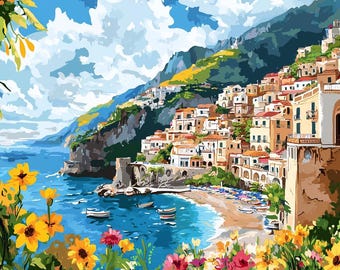 Amalfi Coast Paint By Numbers Kit: DIY Adult Home Decor