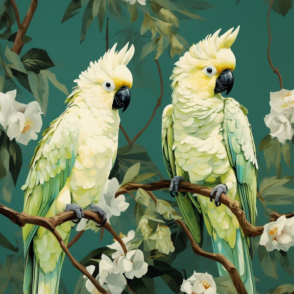 Vintage Cockatoo Bird PAINT by NUMBER Kit - Adult DIY Oil Painting Kit for Birds In Lake - Easy Beginner Art Decor Gift