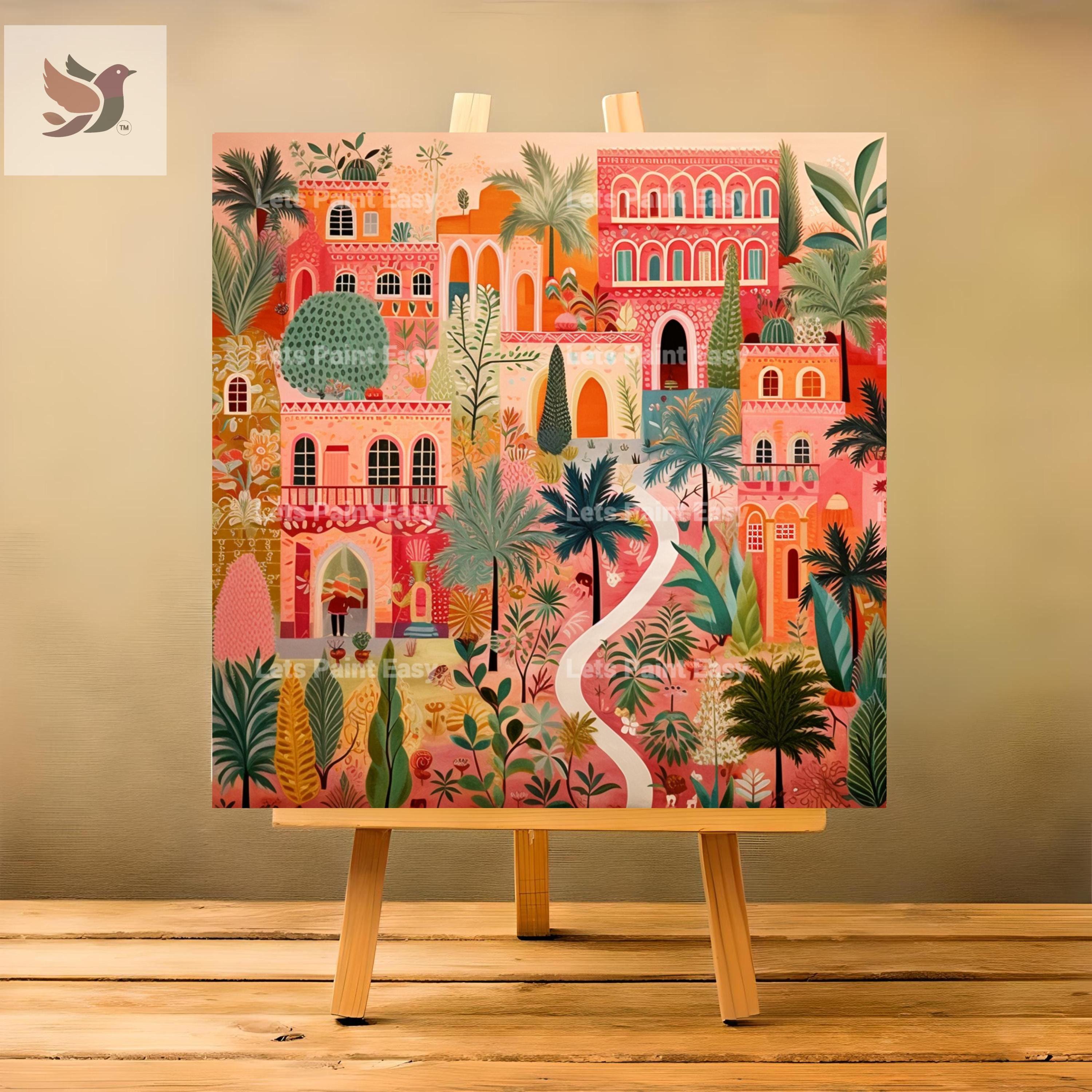 Palm Trees Paint by Numbers Kit: DIY Acrylic Landscape Painting