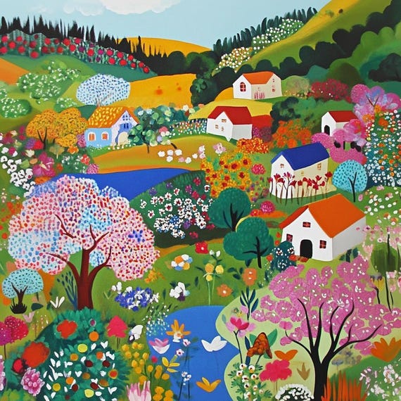 Floral Garden Paint by Numbers Kit - Relaxing DIY Canvas Art Intricate pattern