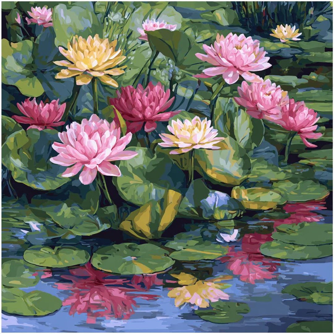 Water Lilies Paint by Numbers Kit: DIY Acrylic Painting Art - Etsy