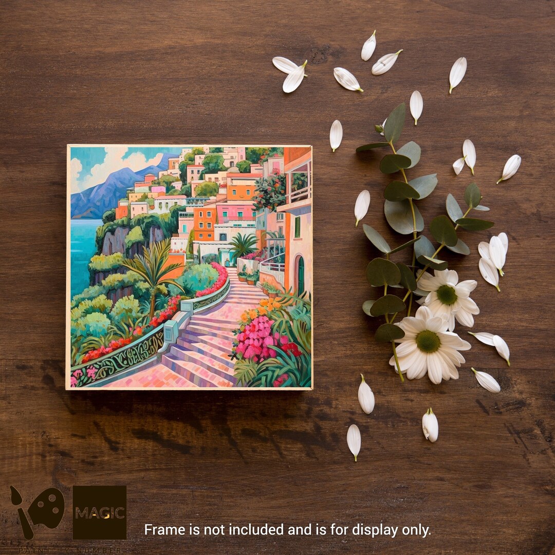 Amalfi Coast Paint by Numbers, Paint by Numbers Italy, DIY Adult Kits,diy Kits, Premium Kits