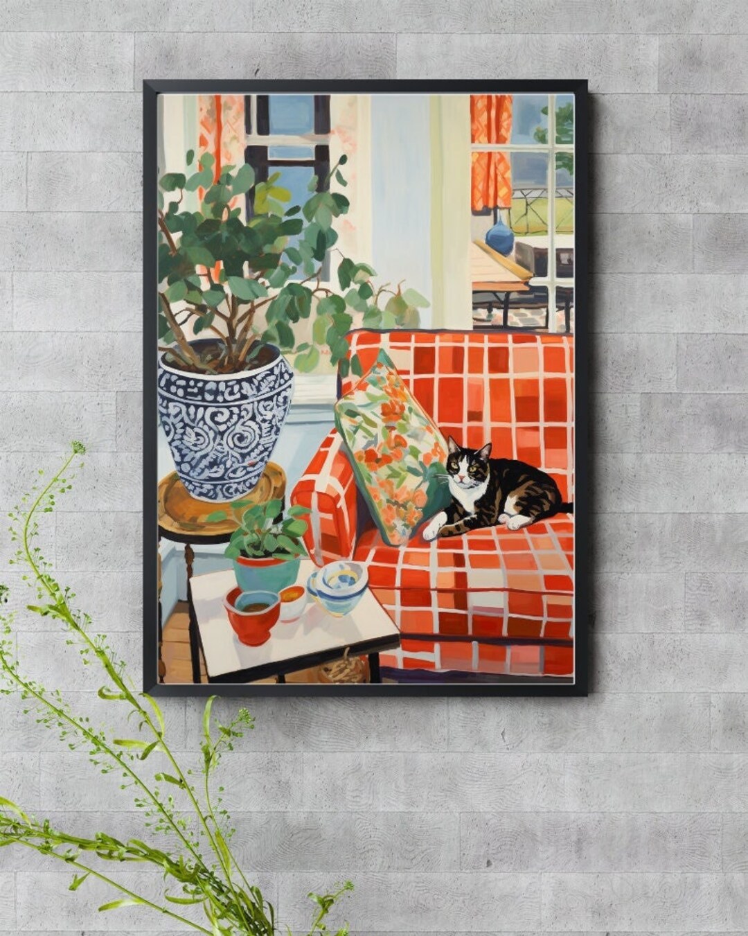 Cat Sitting on a Sofa Paint by Number Kit | Modern Paint by Numbers ...