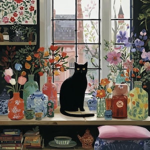 Black Cat Paint by Numbers Kit: Easy, Relaxing Art Project image 1