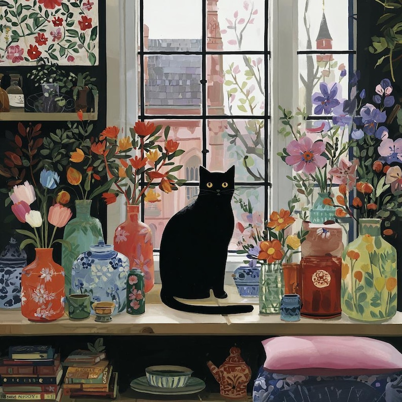 Black Cat Paint by Numbers Kit: Easy, Relaxing Art Project image 1